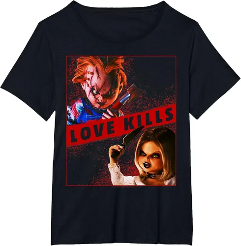 Vista 45 de Child's Play Chucky and Tiffany Love Kills T-Shirt Asphalt Grey