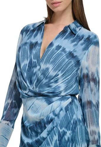Vista 4 de Calvin Klein Blusa de manga larga con estampado frontal duradero para mujer
