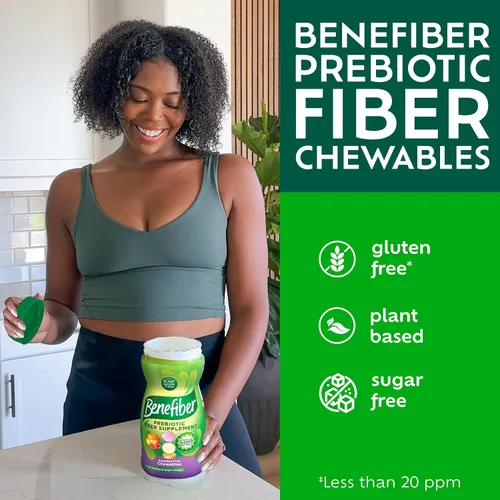 Vista 7 de Benefiber Tabletas masticables de suplemento de fibra prebiótica para la salud digestiva, sabores surtidos de frutas, 100
