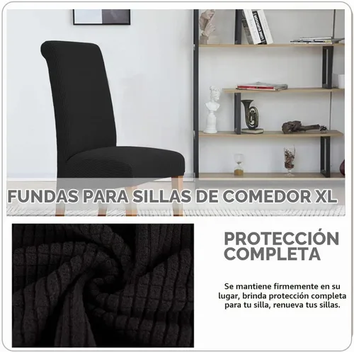 Vista 5 de Deisy Dee Fundas protectoras para sillas de comedor extragrandes de elastano suave y extra grande para cocina, comedor, extraíbles y lavables Negro