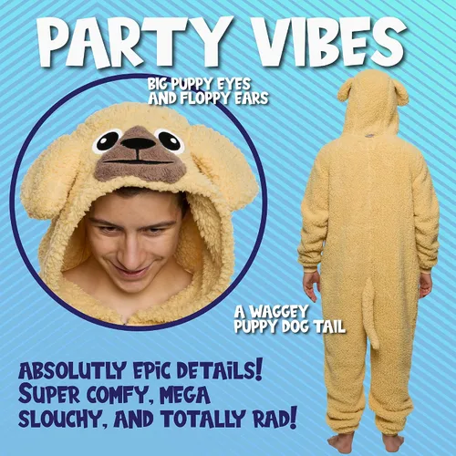 Vista 38 de Funziez! Mameluco de sherpa ajustado para adultos, disfraz de Halloween de animales, traje de cosplay de una pieza de felpa para mujeres y hombres