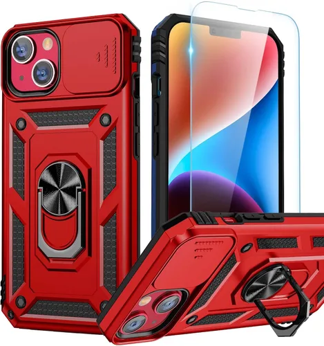 Vista 10 de Goton Funda para iPhone 14 Plus con Protector de Pantalla - Funda con Cubierta Deslizante para Cámara con Soporte de Anillo, Resistente de Grado