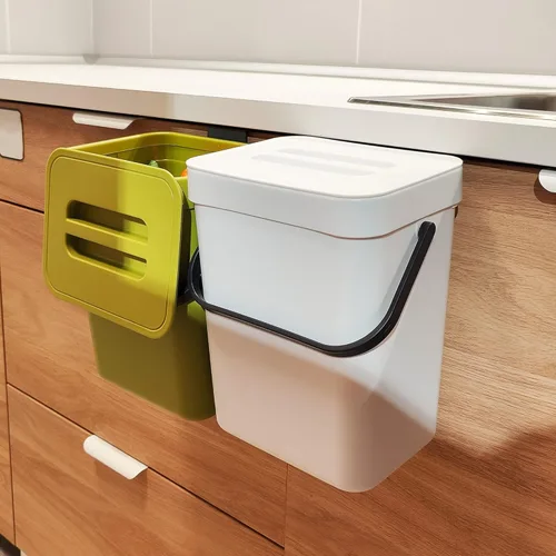Vista 11 de stonespace Cubo de compost de cocina para encimera, pequeño bote de basura colgante con tapa debajo del fregadero para cocina y baño, cubo de Negro