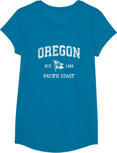Vista 51 de Oregon Vintage barco ancla bandera diseño de West Coast Retro Tee, hombre S, Arándano
