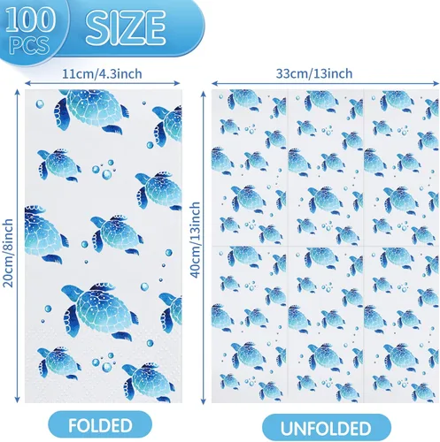 Vista 2 de Yisong 100 toallas de mano desechables de tortuga, servilletas de papel para baño, invitados, toallas suaves decorativas, suministros de fiesta