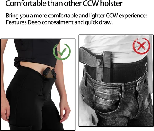 Vista 5 de Lilcreek Leggings para mujer con funda oculta para pistola y bolsillos laterales, pantalones de yoga universales de ocultación y compresión