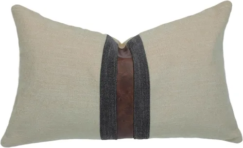Vista 14 de Fundas de almohada decorativas de granja para exteriores para sofá, cama, funda de almohada de piel sintética marrón, funda de almohada de Beige