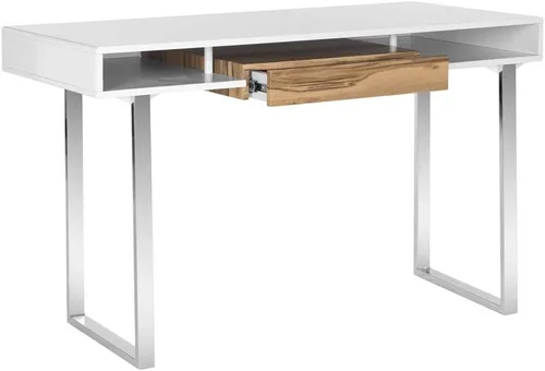 Vista 5 de Safavieh Home Collection Metropolitan - Escritorio para computadora blanco y cromado