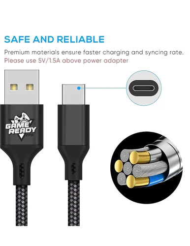 Vista 3 de Cable USB C a USB A de 10 pies para juegos de baja latencia y carga rápida en PS5, Xbox y PC