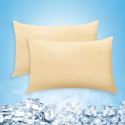 Vista 10 de Solo fundas de almohada refrescantes, juego de 2 fundas de almohada de tamaño Queen con doble cara para el frío, absorben la humedad, con cremallera