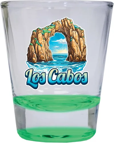 Vista 5 de Los Cabos Mexico Design C Souvenir - Vaso de chupito redondo de 1.5 onzas, color azul, paquete de 2
