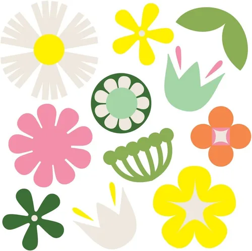 Vista 3 de Tempaper Calcomanías de pared retro florales autoadhesivas, multicolor Floral retro