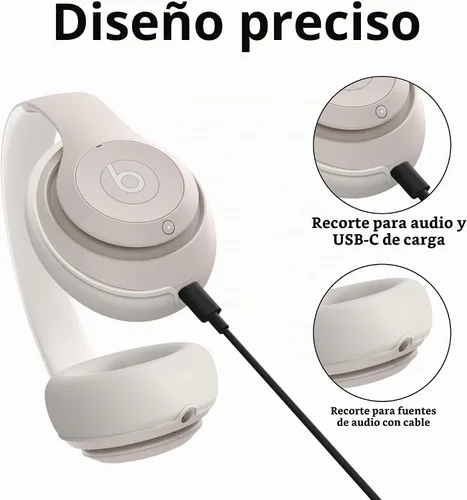 Vista 4 de Funda de silicona compatible con Beats Studio Pro, almohadillas de silicona para los oídos, protector para la diadema, antiarañazos, funda