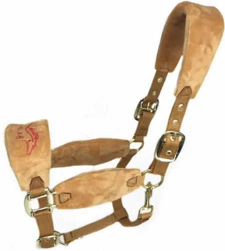 Vista 11 de Caballos acolchados de forro polar con cabestrillo de nailon y accesorios de hardware de color rosa/dorado antidesgaste