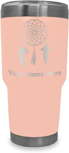 Vista 8 de LaserGram Vaso aislado al vacío de 20 onzas, atrapasueños, grabado personalizado incluido (negro) Engraved Gift, Vacuum Insulated Stainless Steel