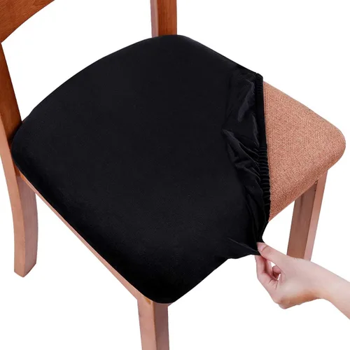 Vista 9 de Smiry - Fundas de asiento de terciopelo para silla de comedor, juego de 2, ajuste elástico, extraíbles y lavables, fundas protectoras de cojín