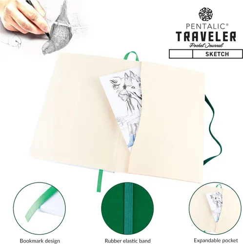 Vista 4 de Cuaderno de bocetos Travelers Dot Grid Pentalic Art, libre de ácidos