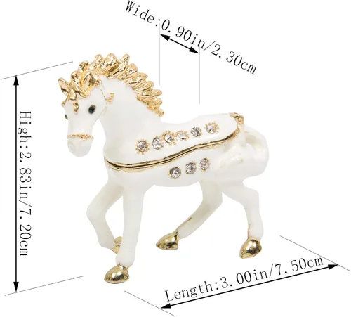Vista 5 de QIFU Pintado a mano esmaltado pequeño caballo forma decorativa con bisagras joyería baratija caja regalo único para la decoración del hogar