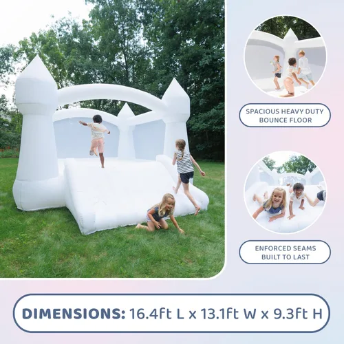 Vista 6 de Bounceland Party Castle Daydreamer Cloud Bounce House, 16.4 pies de largo x 13.1 pies de ancho x 9.3 pies de alto, aro de baloncesto, soplador