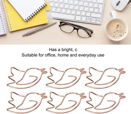 Vista 5 de 100 clips de papel con forma de animal de oro rosa, bonitos clips de papel con forma de conejo, bonitos clips de marcado para suministros