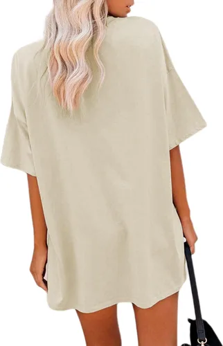 Vista 2 de Remidoo Camiseta casual de manga corta con cuello redondo y manga corta para mujer