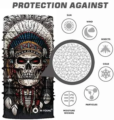 Vista 2 de Máscara de calavera pañuelo para el cuello gorro bufanda mágica diadema para protección de polvo sol y viento