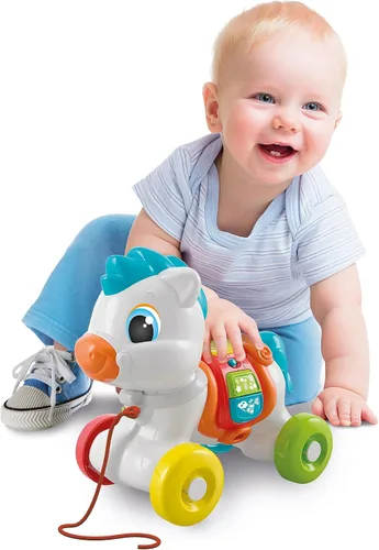 Vista 5 de Clementoni - Baby Pony Sempre con Me Remolque Interactivo, Animal to Tirar, Juego para Motorabilidad, Primeros Pasos, Aprendiendo a Caminar, Niños 6