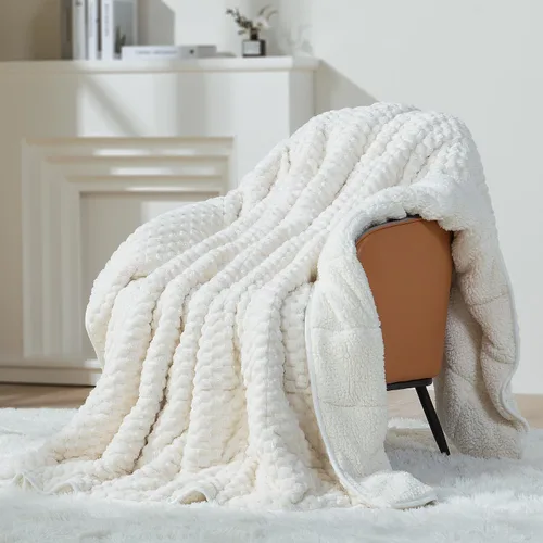 Vista 11 de Mr. Sandman Mantas con peso para adultos, tamaño matrimonial, 10 libras, manta cálida de forro polar Sherpa para dormir y calmar, manta de cama