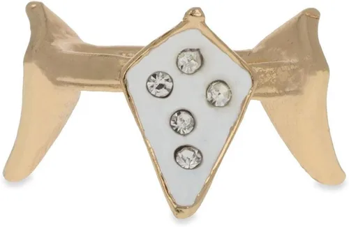 Vista 4 de Soporte para huevos de metal en tono dorado con rombos blancos