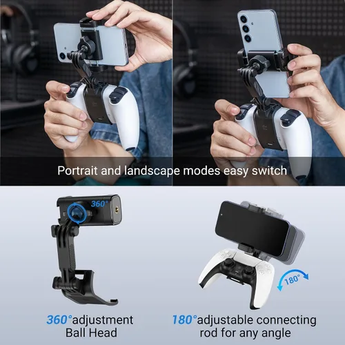 Vista 4 de KIWIFOTOS Soporte de teléfono para controlador inalámbrico PS5 Dualsense Soporte de clip para controlador PS5