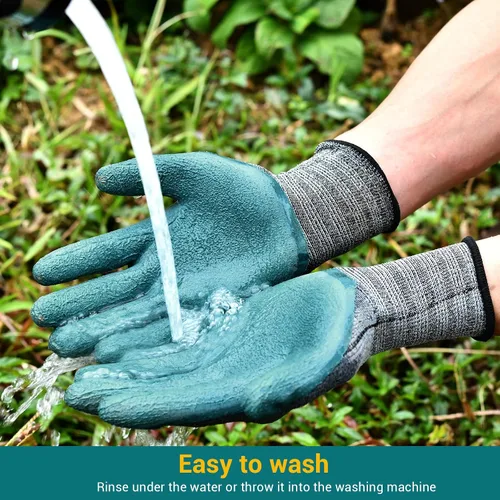 Vista 6 de DOFOWORK Gardening Gloves - 6 Pair Gardening Gloves for Women/Men, Breathable Natural Latex Garden Gloves with Grip