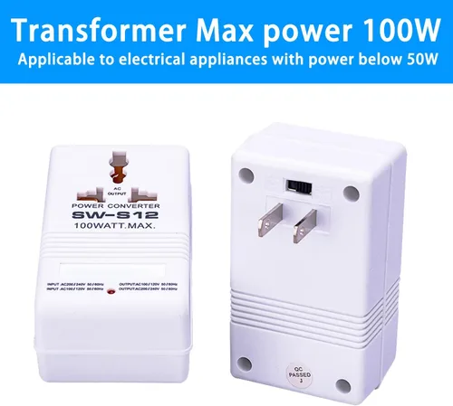 Vista 7 de Convertidor de voltaje de alimentación de 110 V a 220 V para subir y bajar transformador de 100 vatios para viajes, color blanco