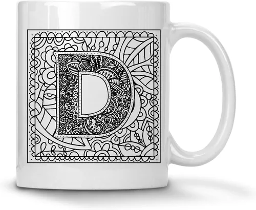 Vista 26 de Alankathy Mugs Taza de café monograma, 11 oz, color blanco (A)