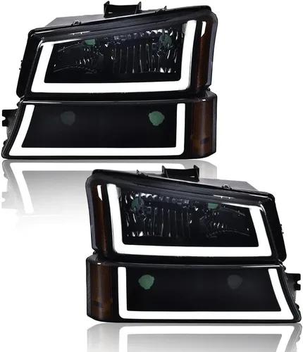 Vista 18 de G-PLUS Faros delanteros compatibles con Chevy Avalanche 1500 2500/Ajuste Chevy Silverado 1500 2500 HD 3500 2003-2006, lente transparente, carcasa