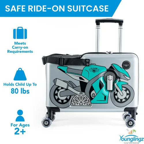 Vista 6 de Younglingz LIL FLYER GO 21" - Maleta de mano para niños, Motocicleta verde V2