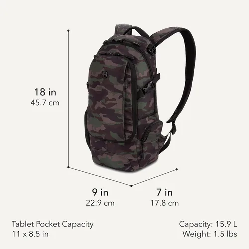 Vista 2 de SwissGear 3598 - Mochila estrecha de día, Camuflaje/Verde