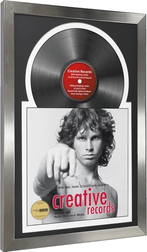 Vista 3 de Creative Picture Frames Marco para discos de Jukebox de 16 x 24 pulgadas con acabado de acero inoxidable de 12 pulgadas con doble paspartú blanco