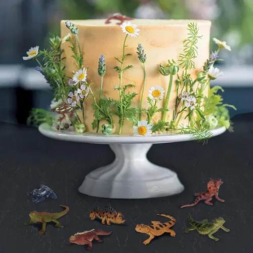 Vista 5 de 12 figuras de animales reptiles y lagartos, mini plástico realista de sangre fría, rana anfibia, camaleón, selva, selva, selva, juguetes educativos