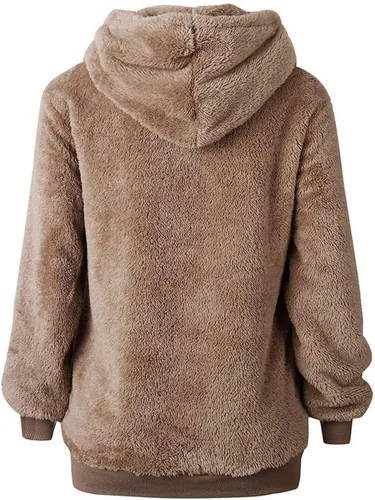 Vista 4 de ZJRXM Sudadera casual con capucha de forro polar sintético con cremallera y cordón suave para mujer