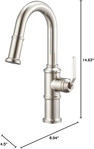 Vista 11 de Gerber Kinzie - Grifo de barra pulverizadora extraíble de una sola manija Acero inoxidable