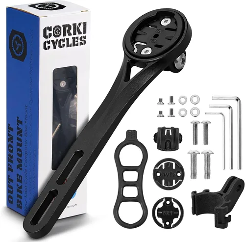 Vista 12 de corki Cycles - Soporte de bicicleta para computadora con ángulo ajustable en ángulo hacia fuera, compatible con Garmin Wahoo Bryton Cateye