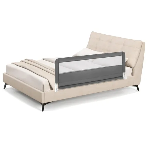 Vista 10 de BABY JOY Rieles de cama para niños pequeños, 59 pulgadas, extra largo, protector de cama abatible con correa de seguridad, barandilla plegable