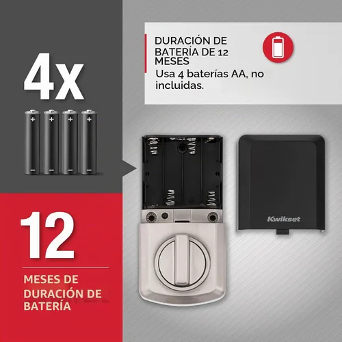 Vista 6 de Kwikset SmartCode 270 Cerradura de puerta con cerradura de perno de entrada sin llave electrónica con panel táctil con bloqueo automático, códigos