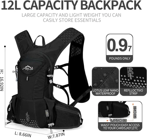Vista 2 de IX INOXTO Hydration Pack Backpack, Lightweight Water Backpack with 2L Hydration Bladder Daypack for Men Women,Running Hydration Vest for Trail Todo