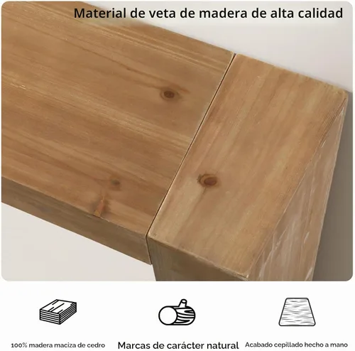 Vista 4 de Mesa consola de madera maciza para entrada, mesa de sofá de granja de 63 pulgadas de largo Marrón Natural Rústico