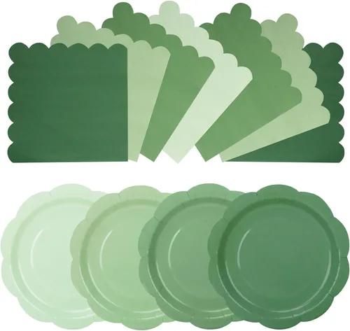 Vista 9 de Platos y servilletas de papel azul, incluye 24 platos azules degradados de 9 pulgadas, servilletas, tenedores, suministros de fiesta