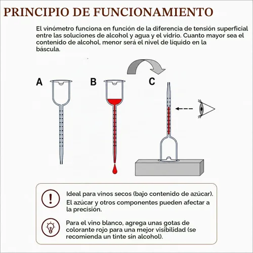 Vista 5 de Vinómetro para vino, 0-25% probador de medidor de alcohol para medir el porcentaje de alcohol en el vino