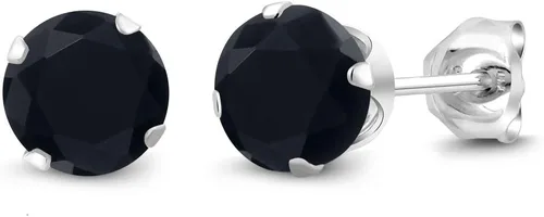 Vista 103 de Gem Stone King Aretes redondos de plata de ley 925 con piedra natal de 0.236 in para mujer