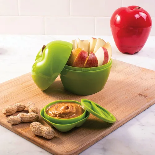 Vista 3 de Hutzler set contenedor de botana con forma de apio, listo para llevar, Hutzler Manzana y dip para llevar, verde, Verde