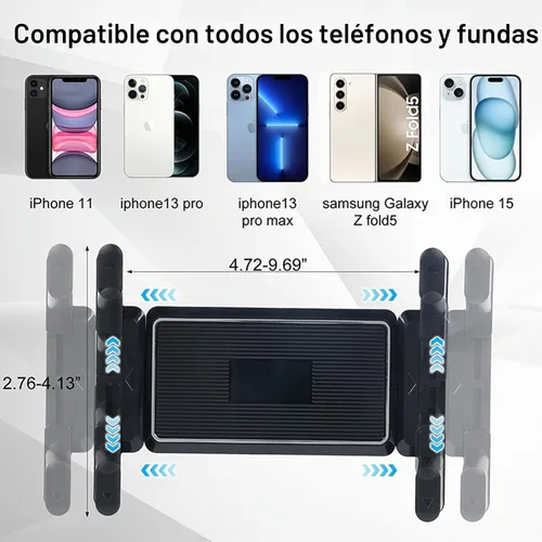 Vista 7 de kelofam Soporte para teléfono para coche, Soporte para espejo retrovisor de coche, Soporte multifuncional giratorio de 360° y retráctil para tablet